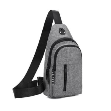 Imagem de Bolsa Mochila Masculina De Peito Tiracolo Pochete Bolsa Impermeável Transversal (Cinza)