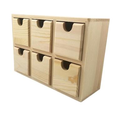 Imagem de Ｂｅｓｇａ Caixa de armazenamento de gaveta pequena organizador de mesa de madeira mini armário multiuso organizador de maquiagem e joias para penteadeira sala