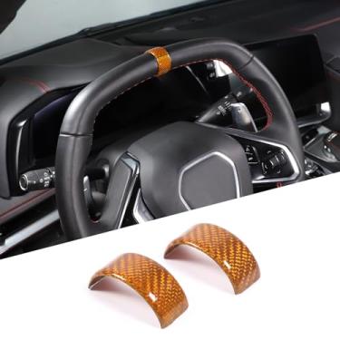 Imagem de Daeiclru Adesivo de cobertura de círculo de volante de fibra de carbono real compatível com Chevrolet Corvette C8 Stingray 2020-2023, acessórios decorativos de guia central superior do volante