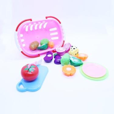 Imagem de Cesta com Kit de Frutas Conjunto Horti Fruti Brinquedo Cozinha