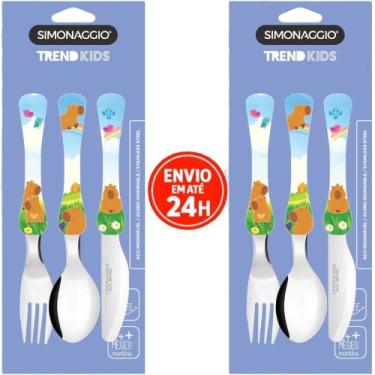 Imagem de Kit Com 2 Talher Infantil Chaves Inox Simonaggio Disney Garfo e Faca, 