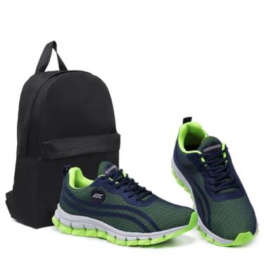 Imagem de Tênis Masculino Ascension + Mochila basica – Leve, Macio e Confortável para Caminhada, Corrida, Academia e Uso Diário | Estilo Esportivo e Urbano (Marinho e Verde, BR, Adulto, Numérico, 43)