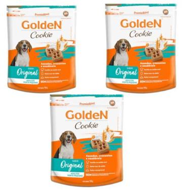 Imagem de Kit 3 Biscoitos Golden Original Adulto Porte Pequeno 350gr Cookie Peti