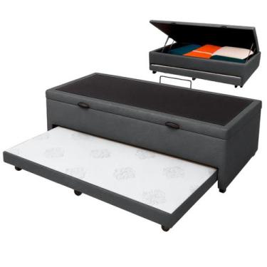 Imagem de Bicama com Baú Solteiro Viena Nature Cinza 88x188