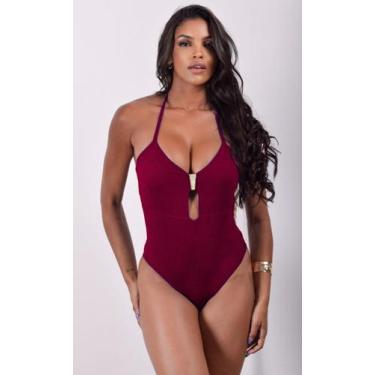 Imagem de Maiô body fechado com bojo abertura detalhe frontal forrado - Tropican