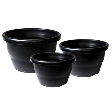 Imagem de Kit de Vasos Plásticos Cuias Modelo 18+23+30 Veneza Colorido Para Jardim Vertical, Decoração Jardim Suspenso Jardinagem (Preto, Sem Hastes)