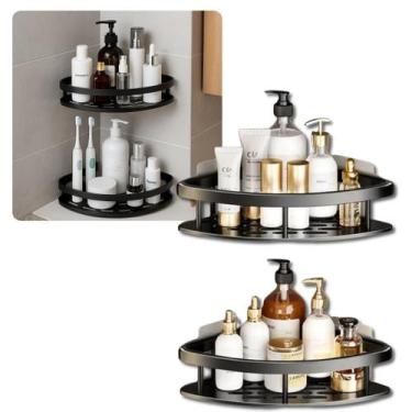 Imagem de 2 Prateleiras Multiuso de Canto em L para Banheiro Cozinha e Lavanderi