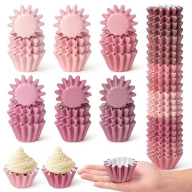 Imagem de R HORSE Forros de cupcake tamanho mini – 240 contagens de copos de bolo de muffin rosa e roxo, embalagens descartáveis de papel para mulheres, mães, amantes de culinária, presente de inauguração de