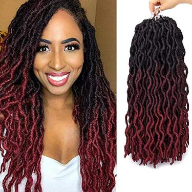 Imagem de Eliza Ondulado cigano cabelo de crochê ombré 45,72 cm 8 pacotes/lote deusa Locs 100% fibra Kanekalon, raízes africanas Dreadlocs extensões de cabelo sintéticas trançadas para mulheres negras (45,72 cm, OM3T99J/530)