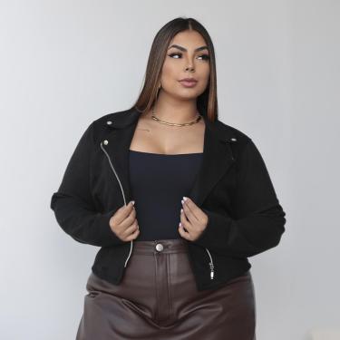Imagem de Jaqueta Feminina Suede Plus Size G1 G2 G3 Camurça Feminina Estilosa Donna Martins-Feminino