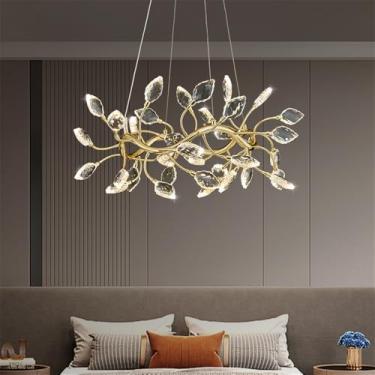 Imagem de Luxo Moderno Sala De Estar Cristal Lustre LED Moda Criatividade Restaurante Quarto Villa Hotel Duplex Lâmpada Pendente (F D60CM)