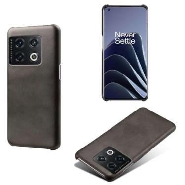 Imagem de Capa para Oneplus 10 PRO,Proteção contra quedas,Casca de volta de cor sólida simples,Design de couro de imitação de plástico-Black