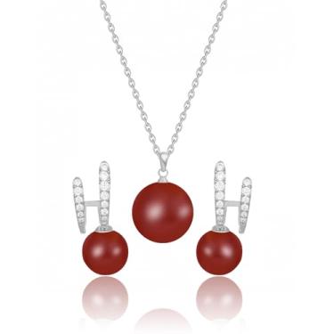 Imagem de JIEMUCHU Colar e brincos de zircão de aço inoxidável banhados a ouro para mulheres, 1.5cm*1cm, Aço inoxidável, Sem Pedra Preciosa