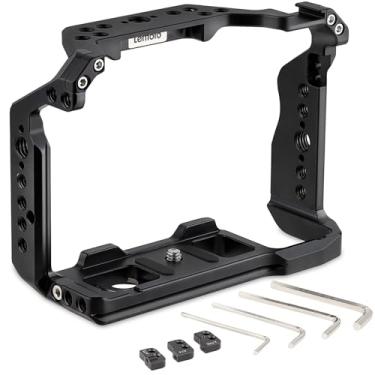 Imagem de Leftfoto Câmera de metal com gaiola completa para Sony Alpha A7R5/A7M4/A7S3/A7R4/A7R4A/A1/A9II/ A7R3/A9/A7M3, estrutura de proteção com base Arca, gaiola de vídeo para gravação de vídeo Vlog