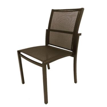 Imagem de Cadeira Amélia sem Braço Tela Sling e Alumínio para Jantar Jardim Vara