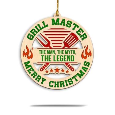 Imagem de Ornamento mestre de churrasqueira para papai 2025, presentes para papai, enfeites de chefe de cozinha, filhos, filhas, ornamento de churrasco defumador para ele, cozinheiro de quintal, enfeites