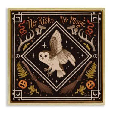 Imagem de Stupell Industries No Risks or Magic Owl Gold Floater Canvas Wall Art Design de Janelle Penner, 45,7 x 45,7 cm