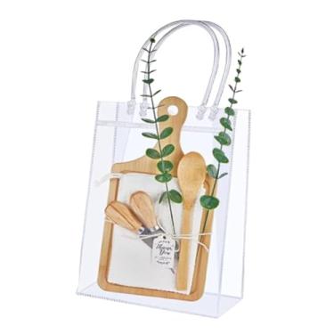 Imagem de Generic Tábua de queijos de bambu com conjunto de talheres, sacola de presente compacta, etiqueta de agradecimento, colher para festa de convidados, jogo,