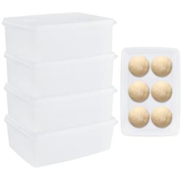 Imagem de MUXHEL Pacote com 4 caixas à prova de massa de pizza com tampa, recipiente empilhável para fermentação de pão de pizza de 30,5 x 20,3 cm, recipientes empilháveis para fermentação de pão
