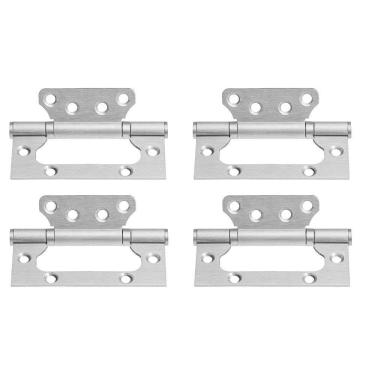 Imagem de 04 Dobradiça Porta Sobrepor Sem Rebaixo Inox 4`X3`X,2,2Mm