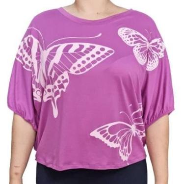 Imagem de Blusa Feminina Soltinha Estampa Borboleta Plus Size-Feminino