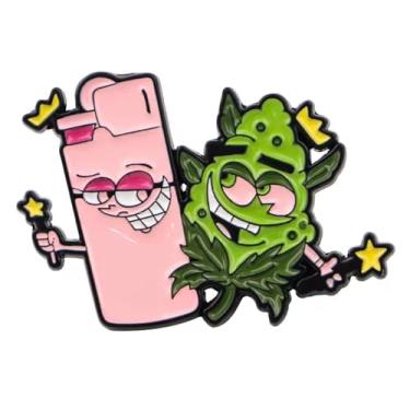 Imagem de The Fairly OddParents Wanda and Cosmo desenho animado programa de TV Best Buds Friends BFF erva maconha pote de maconha de alta luz isqueiro cannabis cânhamo 3 cm emblema de pino esmaltado