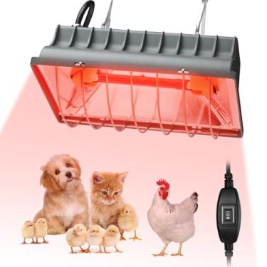 Imagem de Evjeal Lâmpada térmica Chicken Coop para canil, cama de gato, répteis e incubadoras - Lâmpada de calor ajustável de 250 W com 2 configurações de calor para aves, gado e animais de estimação