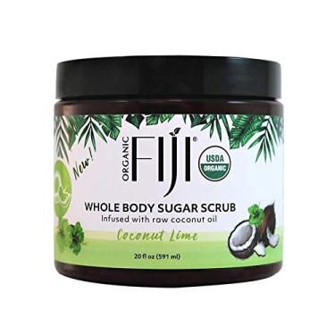 Imagem de Organic Fiji Esfoliante de corpo inteiro – Infundido com óleo de coco, esfoliante de açúcar esfoliante para uma pele lisa e macia, esfolia e restaura a biosfera natural da pele, limão de coco 590 ml