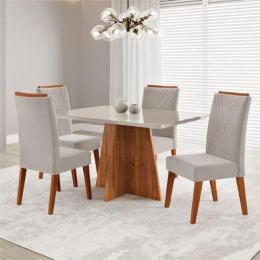 Imagem de Mesa de Jantar 4 Lugares Stilo Mel/Blonde/Veludo Pastel - Viero Móveis