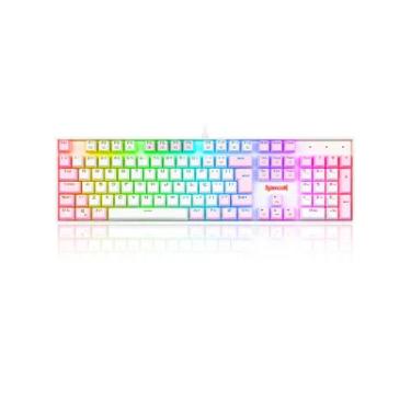 Imagem de Teclado Mecânico Gamer Redragon Mitra Branco, RGB Rosa, Full Size, ABNT2, N-Key Rollover, Altura Ajustável, Double Shot Injection, USB 2.0 - K551WP-RGB PT-Blue