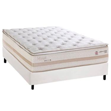 Imagem de Conjunto Box Casal: Colchão Molas Herval Maxspring Real + Base CRC Corano White (138x188)