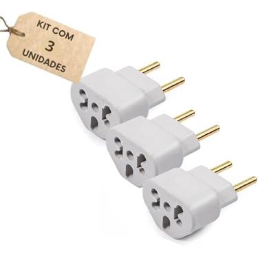 Imagem de Kit 3 Adaptador Tomada Universal 10A/20A - Benjamin para Tomada Padrão Novo e Antigo - Para Eletrodomésticos, Computadores, Carregadores, Secadores, Airfryer - Bivolt (110V/220V)