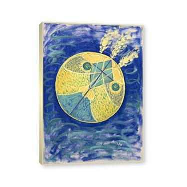 Imagem de Moldura de champanhe. Pôster Hilma Af Klint, (Caos Primordial, nº 07), reproduções de pinturas famosas, imagem de arte abstrata para sala de estar quarto decoração de casa. 50 x 70 cm-19,6 x 27,5 pol