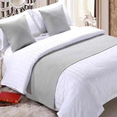 Imagem de Cachecol de corredor de cama de hotel, colchas de cor sólida, cobertas, lenços, protetor de lenços, capa protetora para quarto, hotel, decoração, queen size, toalha de cama - cinza-2||fronha*1 45 x 45