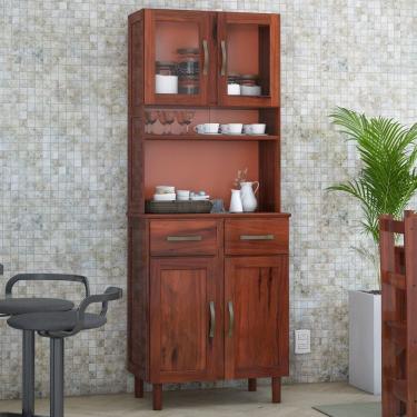 Imagem de Armário para Cozinha Valldemossa 4 Portas 2 Gavetas Madeira Maciça Mogano - Pnr Móveis