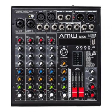 Imagem de AMW MX6 v2 Mesa de Som 6 Canais 4 XLR EFX Interface USB