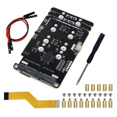 Imagem de Freenove Quad M.2 NVMe SSD HAT para Raspberry Pi 5, adaptador M.2 AI HAT 4 slots NAS RAID Kit, unidade de estado sólido tamanho 2230 2242 2260 2280, velocidade máxima PCIe 2.0 500 MB/s, tutorial