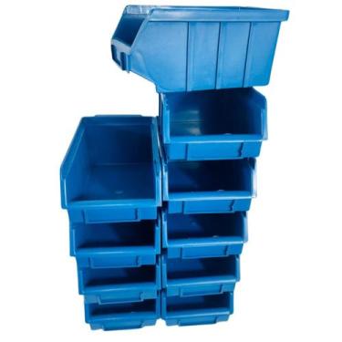 Imagem de Caixa Bin Organizador Plástico N03 Com 10 Peças - Magus, Azul