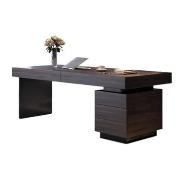 Imagem de ZzleoyuUUs-12 Mesa de mesa minimalista leve luxuosa mesa de estudo em casa quarto de madeira defumada mesa de pc simples de alta qualidade escritório escritório mesa de escrita (240 x 70 x 75 cm)