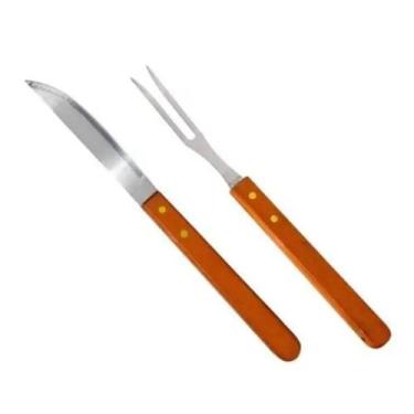 Imagem de Kit Conjunto Para Churrasco Madeira E Inox 2 Peças - OUTRAS MARCAS