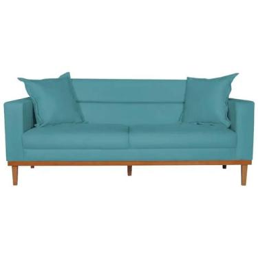 Imagem de Sofá Living 2 Lugares 200cm Viena Sala de Estar Recepção Suede Azul Tu