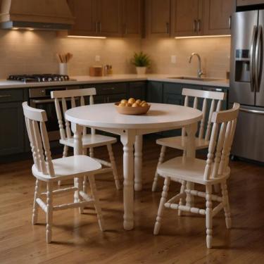 Imagem de Conjunto Mônaco Tampo Redondo 100x100 com 4 Cadeiras JM Móveis