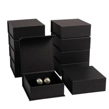 Imagem de PUPPYSEW 40 caixas magnéticas pretas 9 × 9 × 3,5 cm, caixa de presente de joias de papelão, embalagem de joias, adequada para pequenas empresas, colar, pulseira, brinco, caixa de exibição