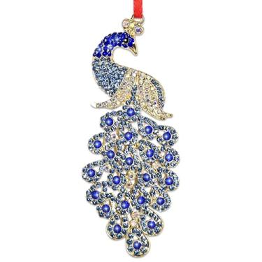 Imagem de GMEMNOV Enfeites de Natal de pavão - Ornamentos de pavão de metal para árvore de Natal, enfeites de pendurar roxos, para crianças, meninas e mulheres