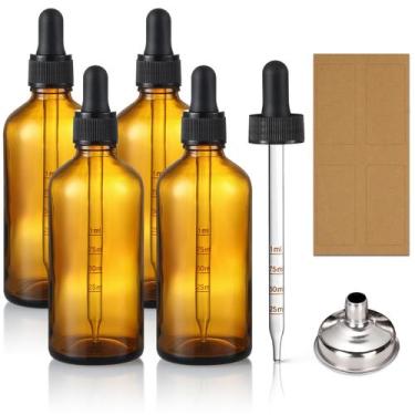 Imagem de Frascos conta-gotas AOZITA 100mL (pacote com 4) com pipetas de vidro
