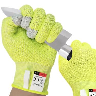 Imagem de 4 luvas resistentes a cortes nível 5 de proteção para cozinha, luvas anticorte de grau alimentício com tela sensível ao toque para corte de carne, fatiar bandolim, duráveis, respiráveis, laváveis na