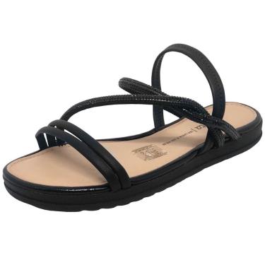 Imagem de Sandália Flatform Tiras Finas Strass Metalizada Dakota