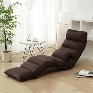 Imagem de Sofá Dobrável Preguiçoso, Cadeira De Chão Ajustável Em 6 Posições Com Travesseiro, Escritório Em Casa Sala De Estar Quarto Assento Único Espreguiçadeira Sleeper