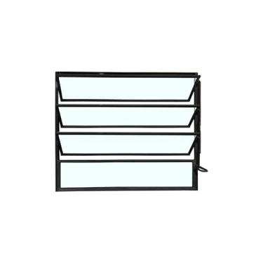 Imagem de Vitrô Basculante 1 Seção 80x80 Linha Esmeralda – Alumínio Preto, Vidro Liso 3mm – Lumineziri Esquadrias