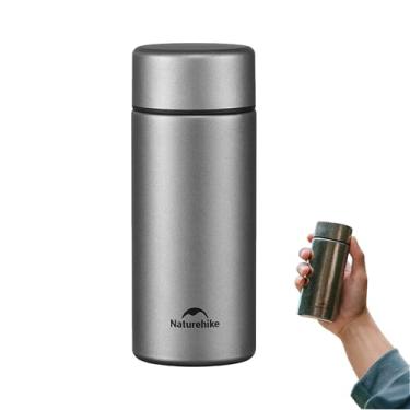 Imagem de Naturehike Garrafa de água de titânio puro 200 ml, minicaneca ultraleve com filtro para café e bebidas, à prova de vazamento e boca larga, ideal para caminhadas, escritório (cinza maia)